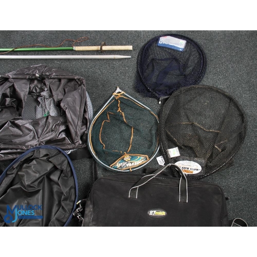 641 - Fishing Nets & Landing Nets keep nets, to include 2 net handles and 5 net heads by Keenets conserva ... 