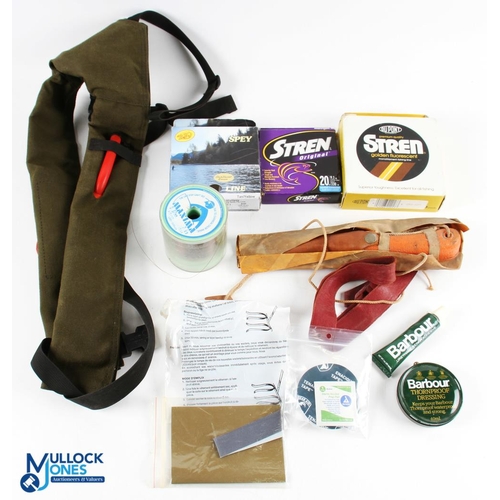 646 - Fishing Accessories, a mixed lot to include an Orvis lifejacket Rio fly line. Stren line, a part use... 