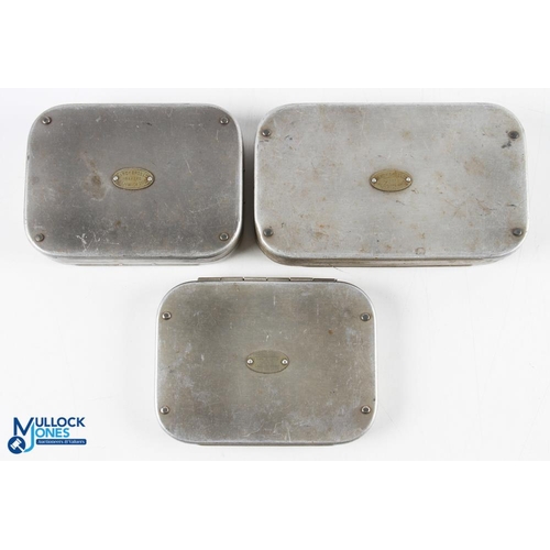 66 - A collection of Hardy Alnwick Richard Wheatley slim alloy fly tins - all with Hardy brass oval plaqu... 
