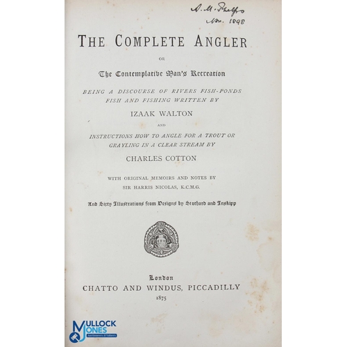 297 - 1875 The Complete Angler Izaak Walton Charles Cotton, a rebound full leather volume - Chatto & Windu... 