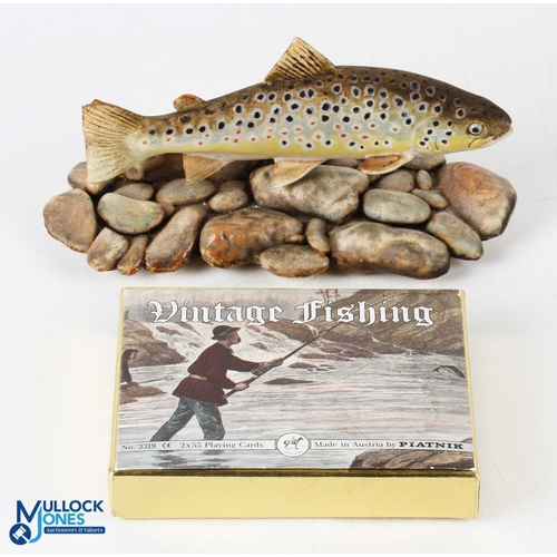 643b - Ceramic: A ceramic spotted brown trout by Neil Dalrymple 2010, a 6.5