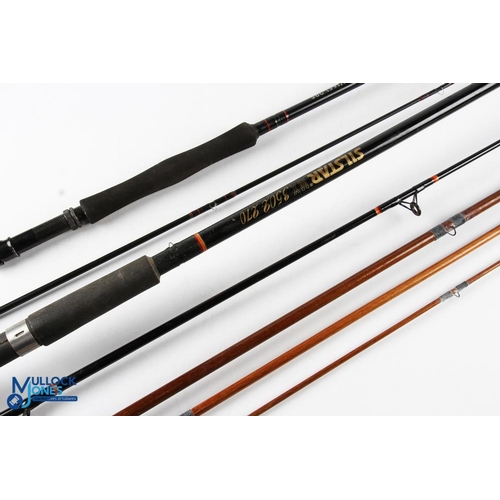 1100 - Silstar MX 3502-270, 9' 2 piece hollow glass spinning rod with lined guides, action 40-80grams, a Sh... 