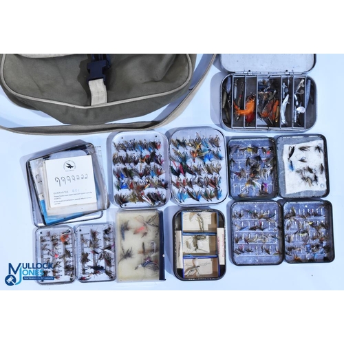 1105 - Fishing Bag with Fly Fishing Boxes, to include 2 Loch Leven fly boxes with trout flies, a very clean... 