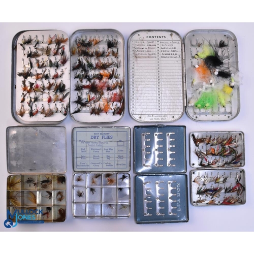 1115 - Trout Fly Boxes with Flies, a collection of 6 tins to include a Wheatley 238 clip tin full of flies,... 