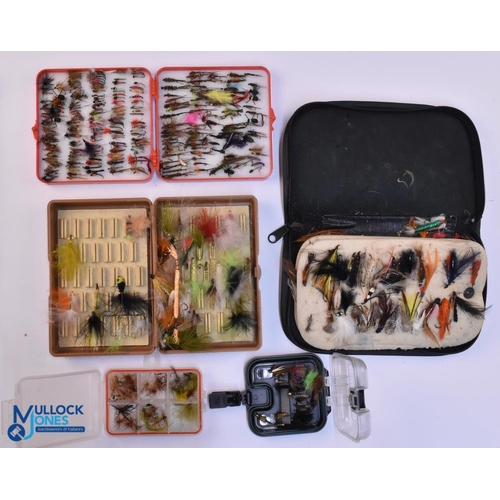 1148 - A selection of Trout Flies, for river and Stillwater dry and wet in 5 boxes/wallets with makers of L... 