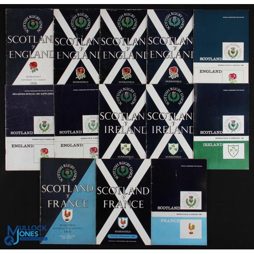 63 - 1950s/60s Scotland Homes Rugby Programmes (13): Splendid selection, v England 1958, '60 (2), '62, '6... 