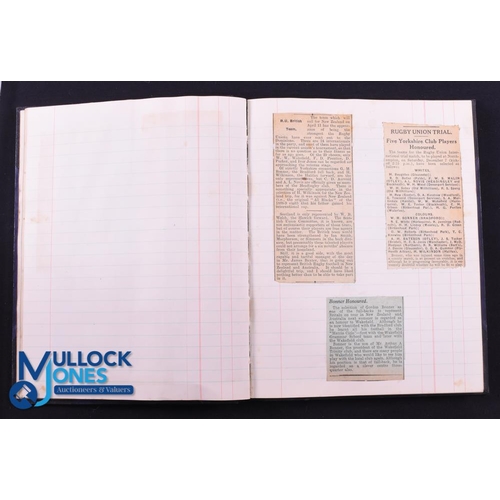 12 - Gordon Bonner's 1929-30 Pre-Tour Hardback Scrapbook & Record Book: Hardbacked ledger-style book used... 