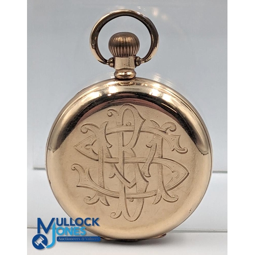 126 - Waltham Duke Pocket Watch 14ct Gold plated Dennison Sun case working, having a monogram engraving to... 