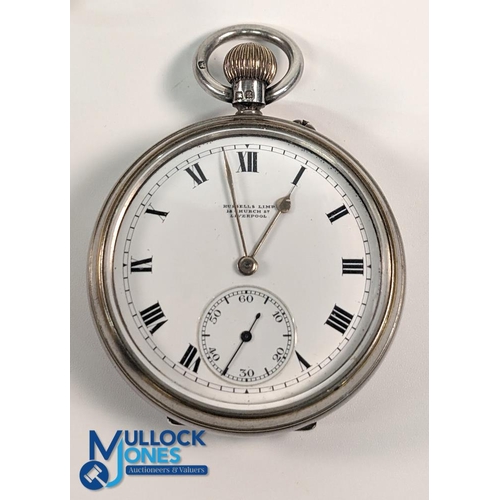 127 - 2x Pocket Watches - a Russell Ltd of Liverpool in a silver hallmarked 1924 case with a plated front ... 