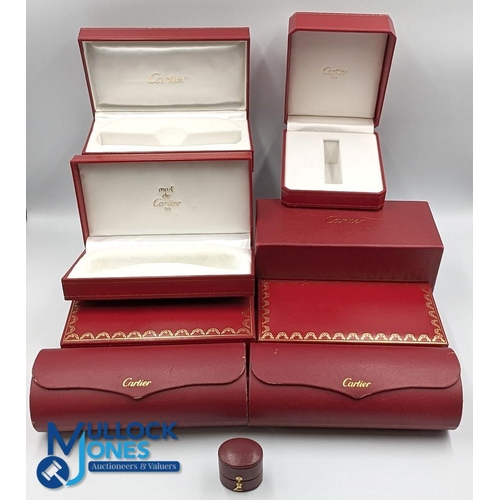 130 - Collection of Cartier Empty Jewellery Cases Boxes, a mixed lot of 8 fine Cartier named boxes, made o... 