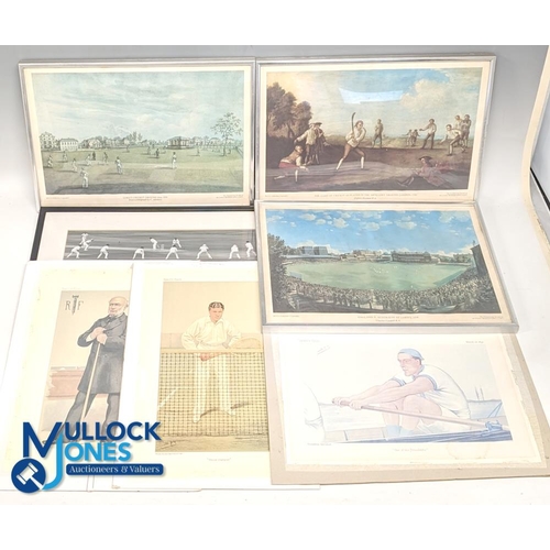 150 - Qty of Cricket and other Sports Prints, and Photograph Pictures, mostly modern cricket, with rowing ... 