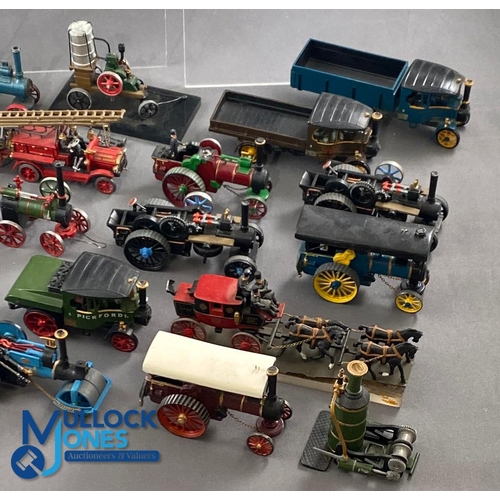 173 - White Metal Showman Traction Stationary Engine Steam Models, a good collection of made and well pain... 