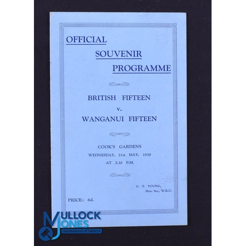 20 - Rare 1930 Rugby Programme, British & I Lions v Wanganui: Official Programme from the game won 19-3 b... 