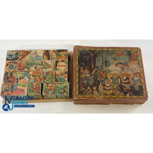 208 - Period Children Toys, Books Jigsaws, to include wooden bricks, pull along duck, spinning top Disney ... 