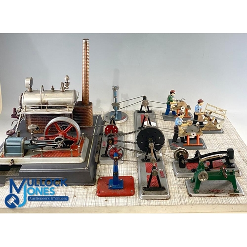 266 - Wilesco D16 Steam Plant Workshop Live Steam Engine Model, tinplate set with 6 Wilesco tools chain dr... 