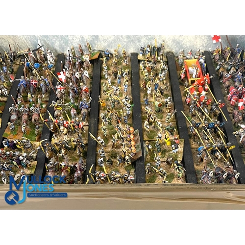 275 - 25mm DBA Crusaders Knights Medieval Metal Historical Gaming Soldiers Figures, to include foot soldie... 