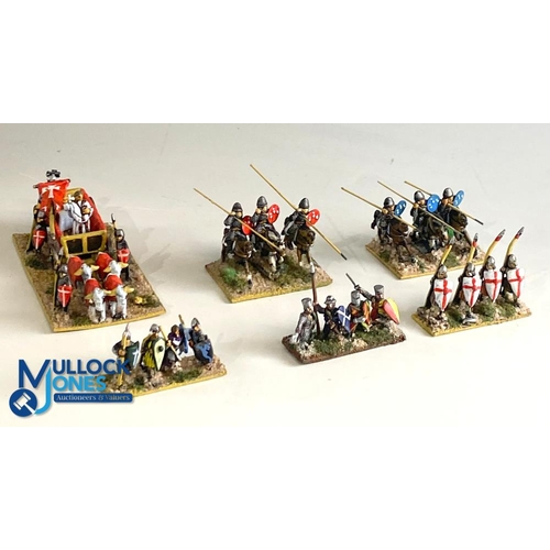 275 - 25mm DBA Crusaders Knights Medieval Metal Historical Gaming Soldiers Figures, to include foot soldie... 