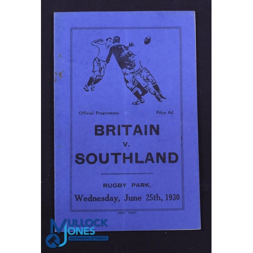 28 - Rare 1930 Rugby Programme, British & I Lions v Southland: Official Programme from the game won 9-3 b... 