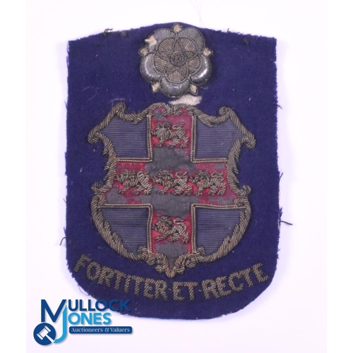 3 - 1920s Yorkshire Rugby Blazer Badge: worn but evocative and impressive white rose, red, blue and gold... 