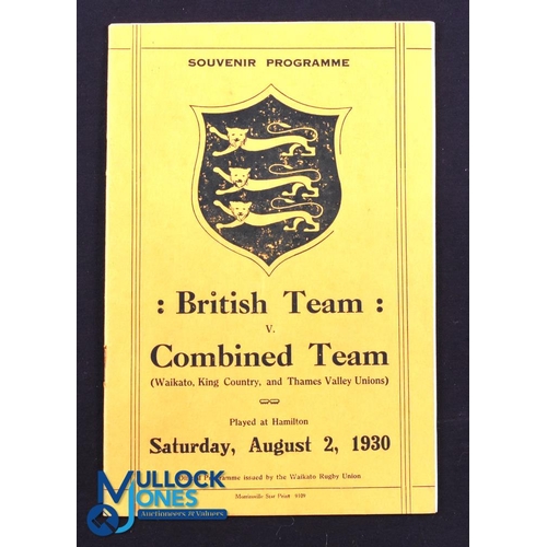 35 - Rare 1930 Rugby Programme, British & I Lions v Waikato, King Country & Thames Valley: Official Progr... 