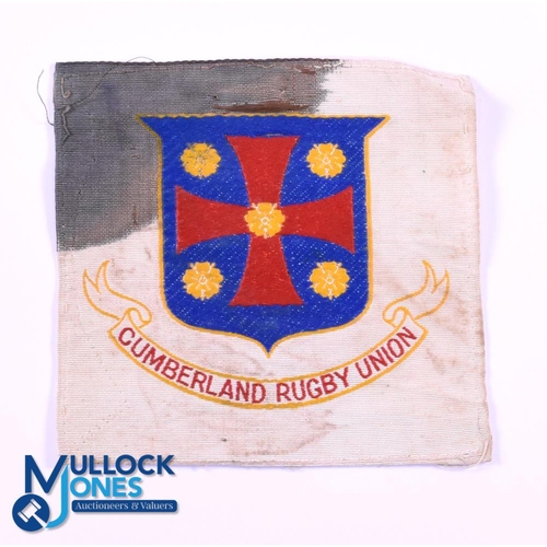 4 - 1920s Cumberland Rugby Union Jersey Badge: Partly soiled (blood?) to one quadrant, the colourful red... 