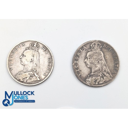 409 - 1887 1892 Queen Victoria Silver Florin Coins