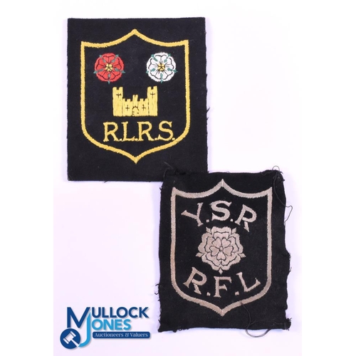 5 - 1920s Rugby League Referees Blazer Badges (2): One with red and white roses, gold castle and RLRS (R... 
