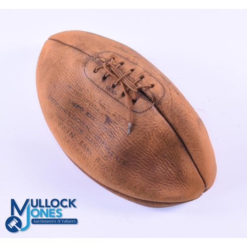 78 - Rare 1930 Australian XV Match Ball v British & I Lions: Tan, full size, partly deflated attractive r... 