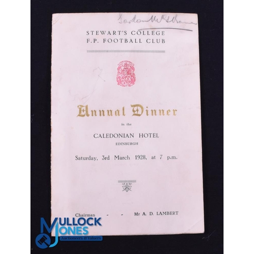 9 - 1928 Stewart's Coll FP v Bradford Signed Dinner Menu: 13 autographs neatly pencilled to this attract... 