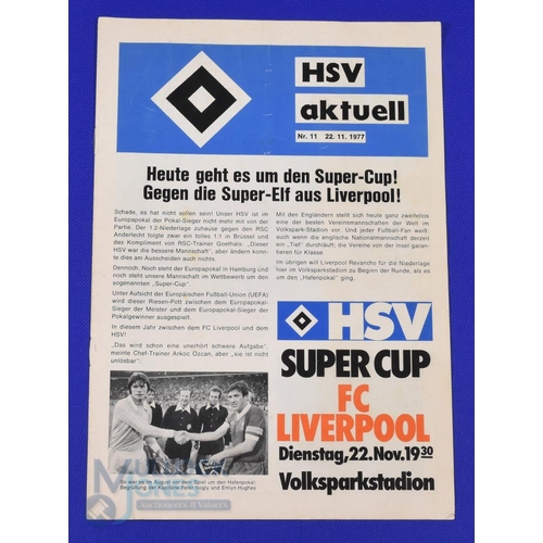 1357 - European Super Cup Final Hamburg SV v Liverpool match programme 22 November 1977 (HSV Aktuell) versi... 