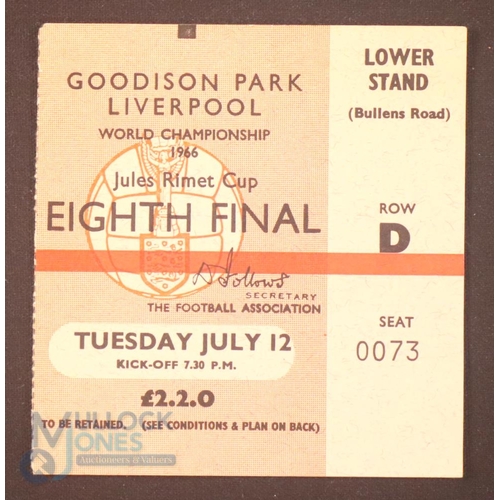 2143 - 1966 World Cup 1/8 final Match Ticket Brazil v Bulgaria 12 July 1966 at Everton; fair. (1)