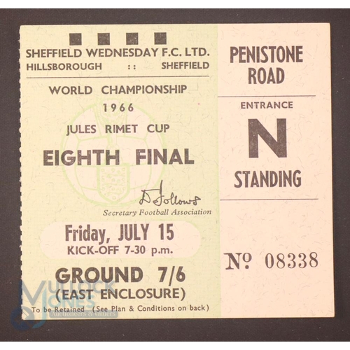 2148 - 1966 World Cup 1/8 final Match Ticket Switzerland v Spain 15 July 1966 at Sheffield Wednesday; good.... 