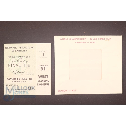 2152 - 1966 World Cup Final Match Ticket England v West Germany at Wembley 30 July 1966; plus official issu... 