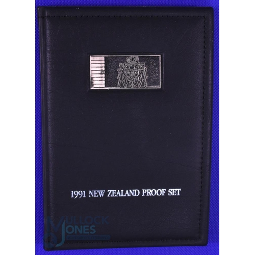 232 - 1991 RWC New Zealand Proof Coins Set inc $5 Rugby Coin: Mint set, sealed in Perspex, the super Rugby... 