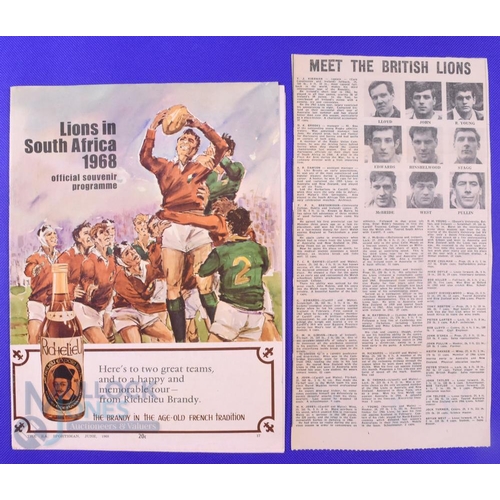 28 - 1968 British and I Lions Rugby, Souvenir Tour Programme etc (3): Large colourful SA preview brochure... 