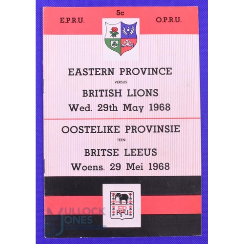 31 - 1968 British and I Lions Rugby Programme v Eastern Province: At Port Elizabeth 29/5/68 8pp, compact ... 