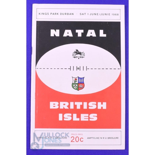 32 - 1968 British and I Lions Rugby Programme v Natal: 1/6/68 at Kings Park, Durban. 40pp, VG