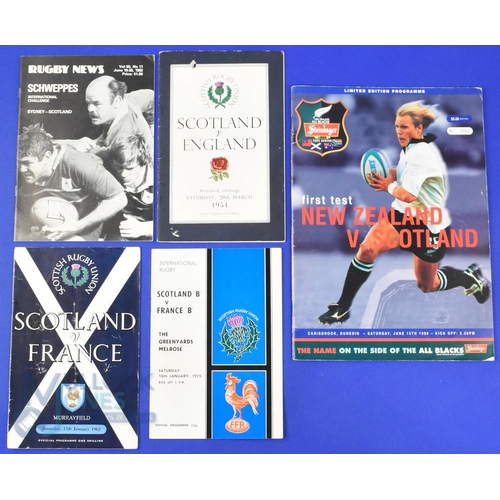 350 - Scotland Home and Away Rugby Programmes (5): v Eng 54 (1st mag-style), v France 62, Scotland 'B' v F... 