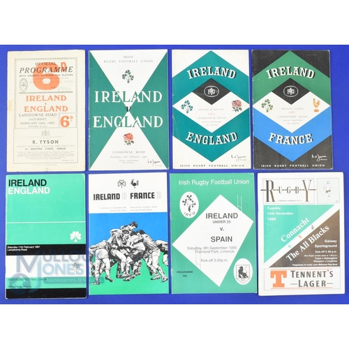 351 - Ireland Home and Away Rugby Programmes (5): v England 1951 poor, 57, 63 and 67; v France 61; Connach... 