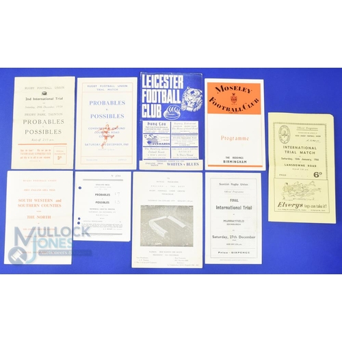 354 - 1958-79 Rugby Trials Programmes (9): English: 1960 (Coventry) and 1971 (Bradford), 1969 (Morley) and... 
