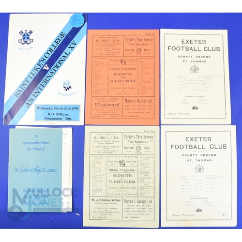 355 - St Luke's College Exeter Rugby Selection (6): Large programme for St Luke's v International XV at Tw... 