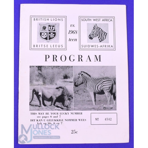 36 - 1968 British and I Lions Rugby Programme v South West Africa: At Windhoek, 15/6/68. 32pp, scarce, wi... 