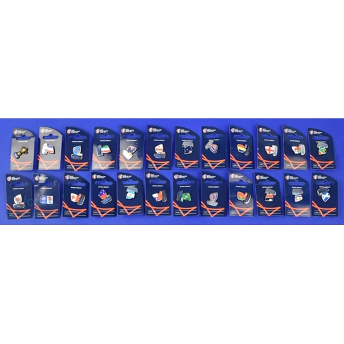 361 - Scarce 2023 RWC Official Lapel Badge Collection (24): 24-badges new with tags, mint collection of of... 