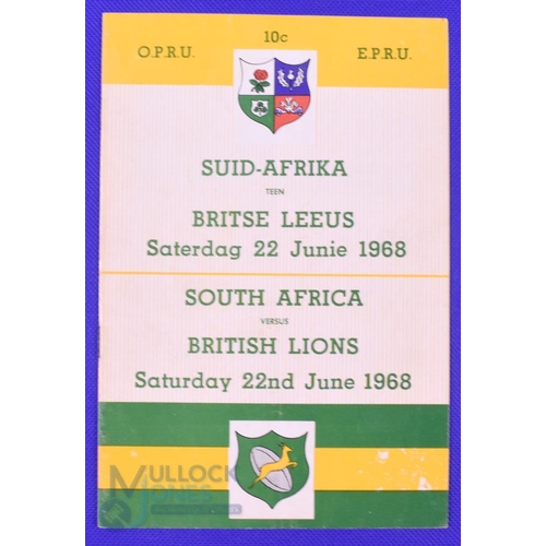 38 - 1968 British and I Lions Rugby Programme v S Africa, 2nd Test: v the Springboks, at Port Elizabeth, ... 