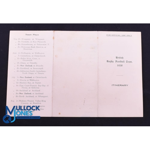 383 - Rare 1930 British and I Lions Itinerary: 5.5