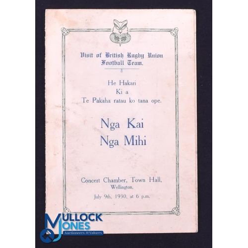 387 - Rare 1930 British and I Lions Signed Menu: Dinner following the Maori game at Wellington, some wear ... 