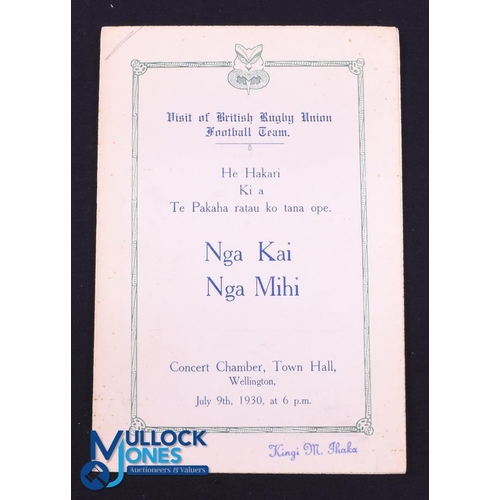 388 - Rare 1930 British and I Lions Menu: Dinner following the Maori game at Wellington (as lot 387 but he... 