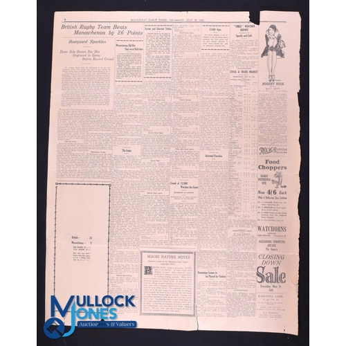 390 - Selected Large Cuttings from NZ and Australian Periodicals, 1930: British and I Lions Tour (Qty): Po... 