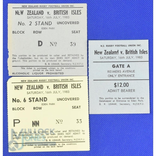 391 - 1983 British and I Lions Rugby Tickets (3): 4th Test at Auckland, July 1983, three different tickets... 