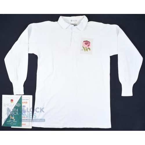 394 - c1952 Scarce England International Rugby Jersey: Period piece, white England jersey made by Bukta, s... 